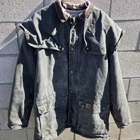 Carhartt C70 Sherpa Lined Jacket XL Mens Green Canvas Duster Chore Barn USA - Picture 2 of 15
